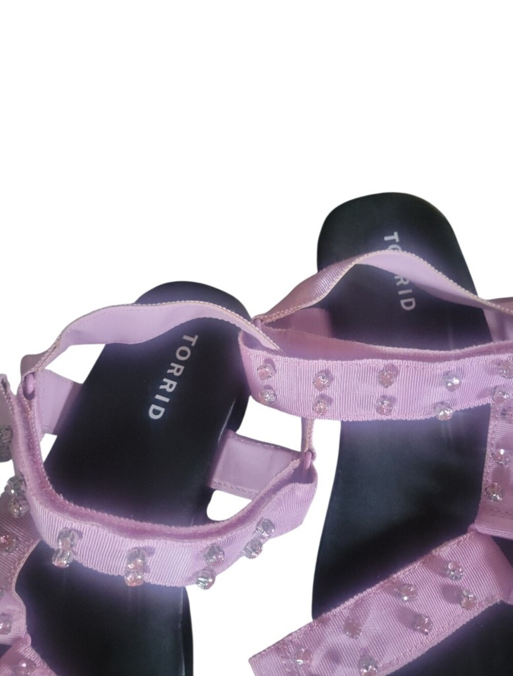 torrid Pink Crystal-Embellished Strappy Flat Sandals - Picture 2 of 10
